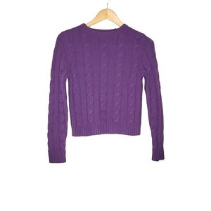 Bright Purple Express Cable Knit Simple Sweater